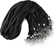 100 Pack Bulk Black Lanyards for ID Badges Neck Lanyard with Swivel J-Hook