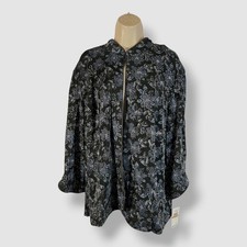 Alex Evenings Women's Blue Floral Glitter 3/4-Sleeve Jacket Plus Size 3X