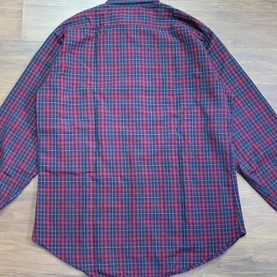 Vintage 80s-90s pendleton red and green striped dress shirt Size Large - Image 4 of 4