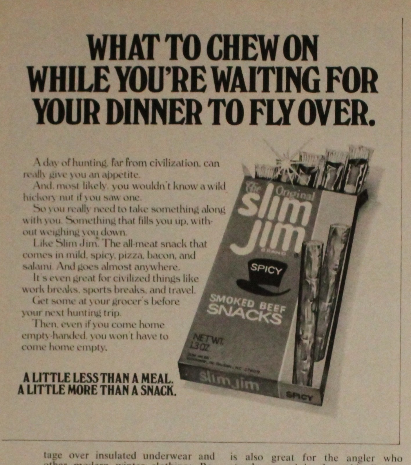 Slim Jim Beef Jerky Sticks Magazine Picture Ad Original Vintage Decor Snack