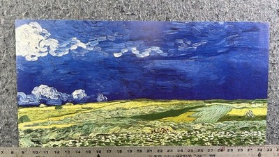 Van Gogh Wheatfields Under Clouded Sky Poster 12x24 Impressionist 