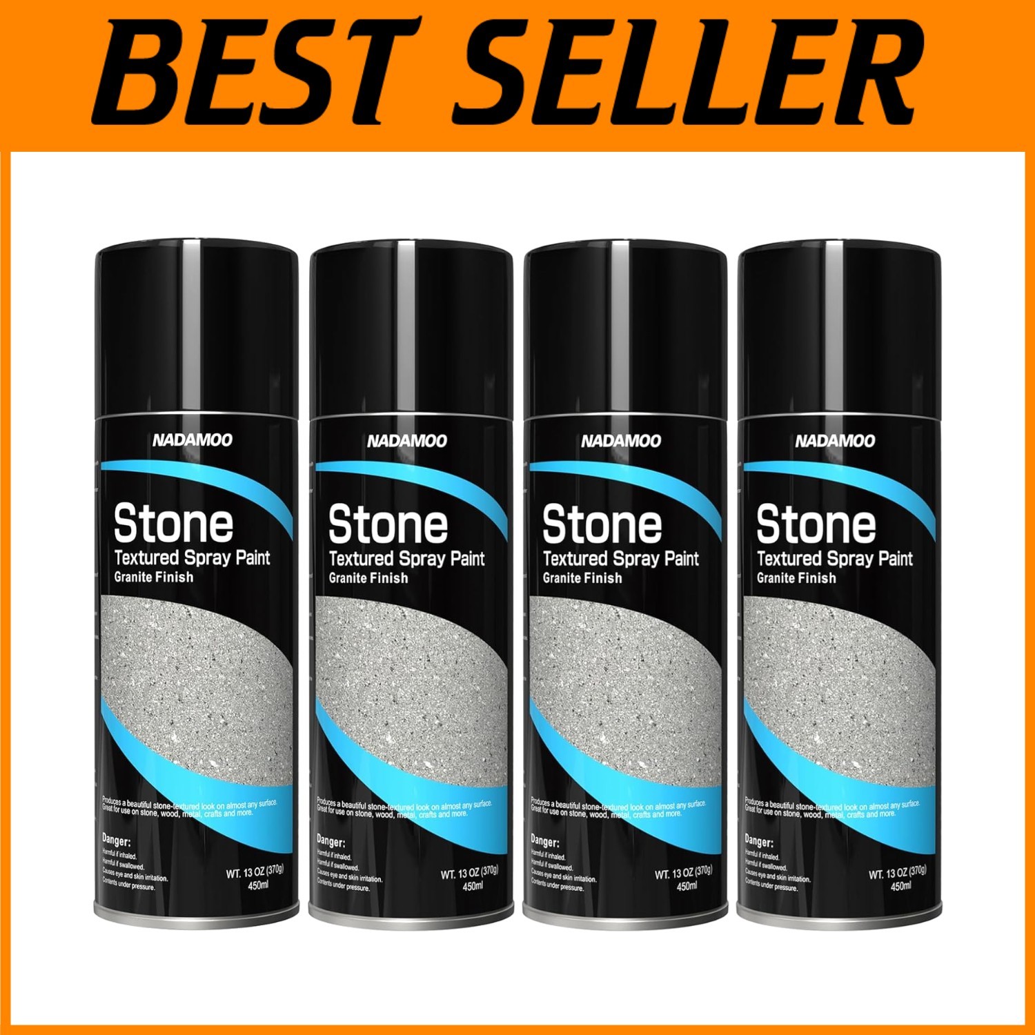 Low Odor Stone Texture Spray Paint 4 Cans - Gray Black White Matte Finish
