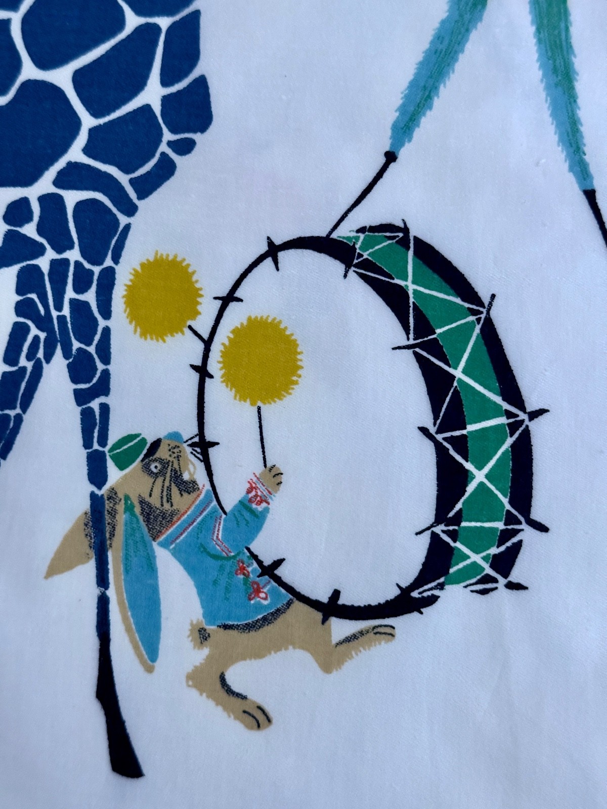 1950’s Musicians of the JUNGLE Novelty Mid Century Barkcloth  Era Vintage Fabric