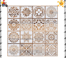 16 Pcs Mandala Stencils for Painting, 6X6 Inch Reusable Geometric Layering Stenc