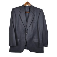 Yves Saint Laurent YSL Wool Pinstripe Blazer Navy Blue Jacket Business Work VTG
