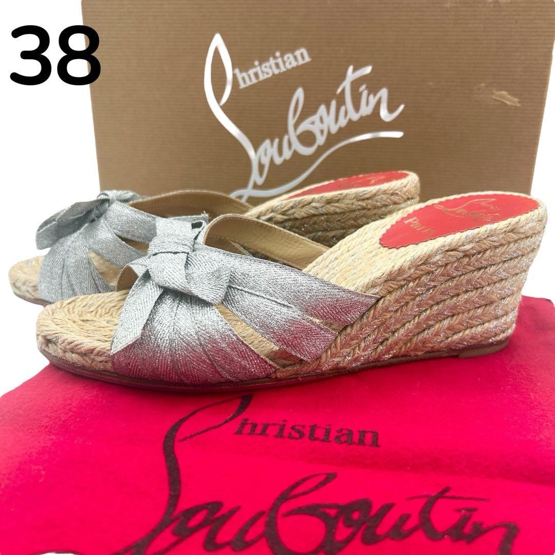 Christian Louboutin alpargatas, mulas, sandalias, tamaño 38, 24,5 cm JAPÓN #T...
