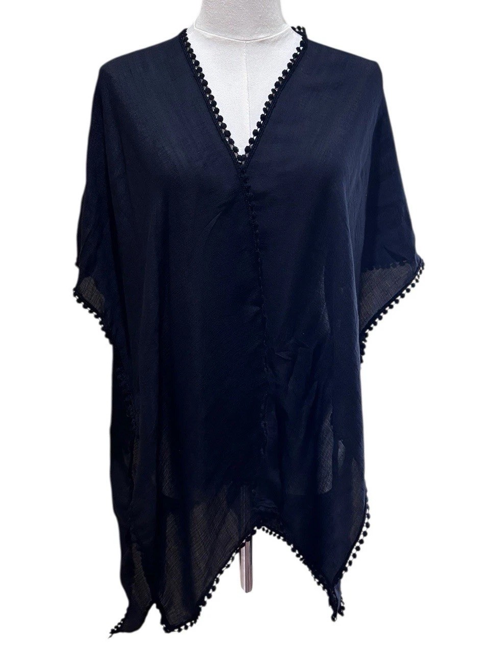 Steve Madden solid black sheer beach coverup boho… - image 2