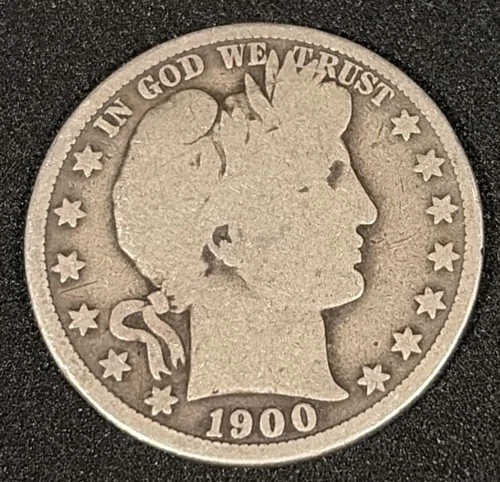 1900 Barber Half Dollar Silver 50C Circulated US Coin