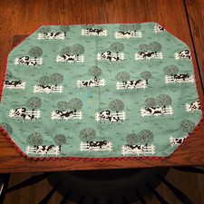 NEW Handmade Reversible Cow 6 Placemats Cottagecore  Farmhouse handsewn Cotton