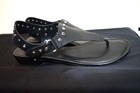 Vaneli black leather flat back buckle strap sandals women 8M — photo 4