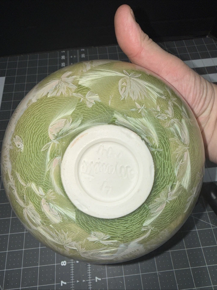 Hermoso cuenco de esmalte cristalino Flambeaux de cerámica artística 5x7 Foto 3 de 3