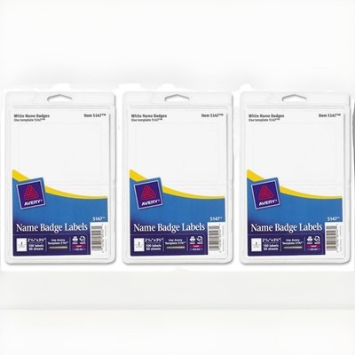 300 AVERY WHITE NAME BADGES TAGS ID LABELS SELF ADHESIVE PEEL LABEL STICKERS