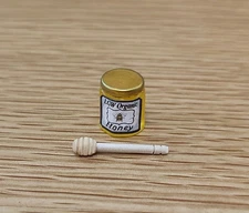 Dolls House miniature Honey Pot & Handmade wood Honey Drizzler stick Bee Keeper