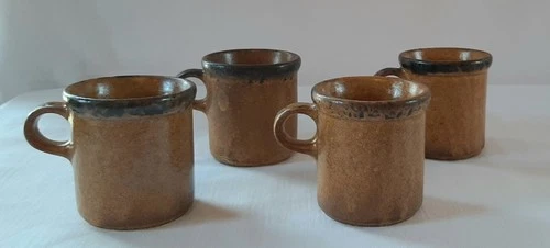 McCoy Canyon Mesa Stoneware Mugs 8oz #1412 Set of 4 Vintage Pottery USA