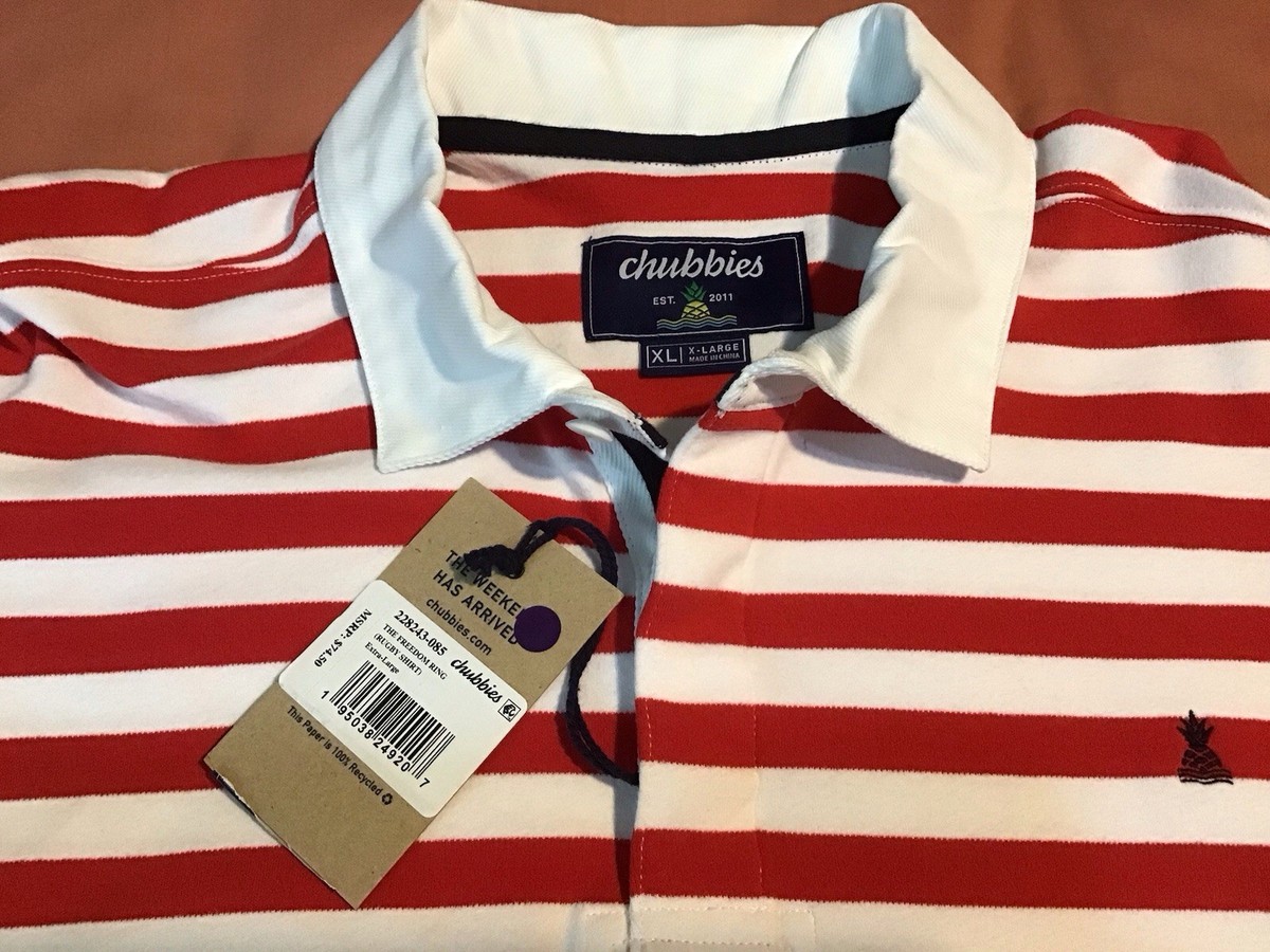 エア CHUBBIES “THE FREEDOM RING” LONG SLEEVE COTTON RUGBY SHIRT MEN-XL