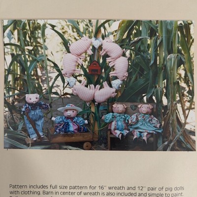 Dotti's Designs 1064 Pig Tails Wreath & 12'' Pig Dolls Pattern 1988 OOP