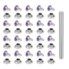100Pcs Crystal Rivet 6mm Rhinestone Stud with Installation Tool Silver Purple