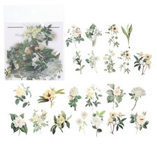 40Pcs / 1Set Clear Flower PET Sticker, Waterproof Flower Decal, White