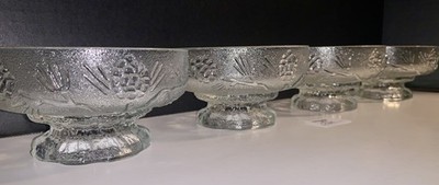 4 Tiara Ponderosa Pine 5'' Footed Salad Dessert Bowls Indiana Glass