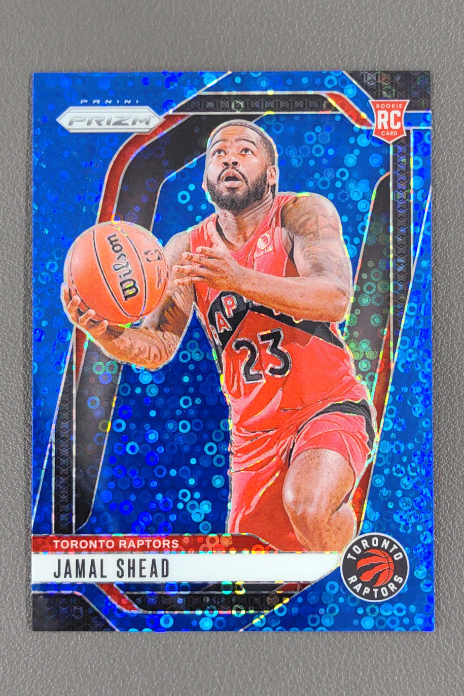 2024-25 Panini Prizm Jamal Shead Prizms Fast Break Blue RC /150 #241 Raptors
