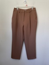 Nine West Pleated Dress Pants Trousers Size 10 Straight Leg Beige Tan Office