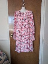 Loft White Red Pink Cherry Women's Large Long Sleeve Shift Dress