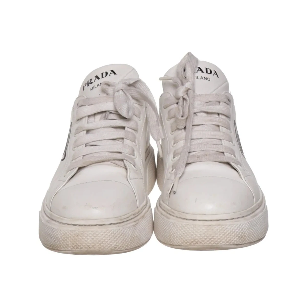 Prada, Sneaker, Größe: 38 1/2, Leder, Weiß, Damen #v4p