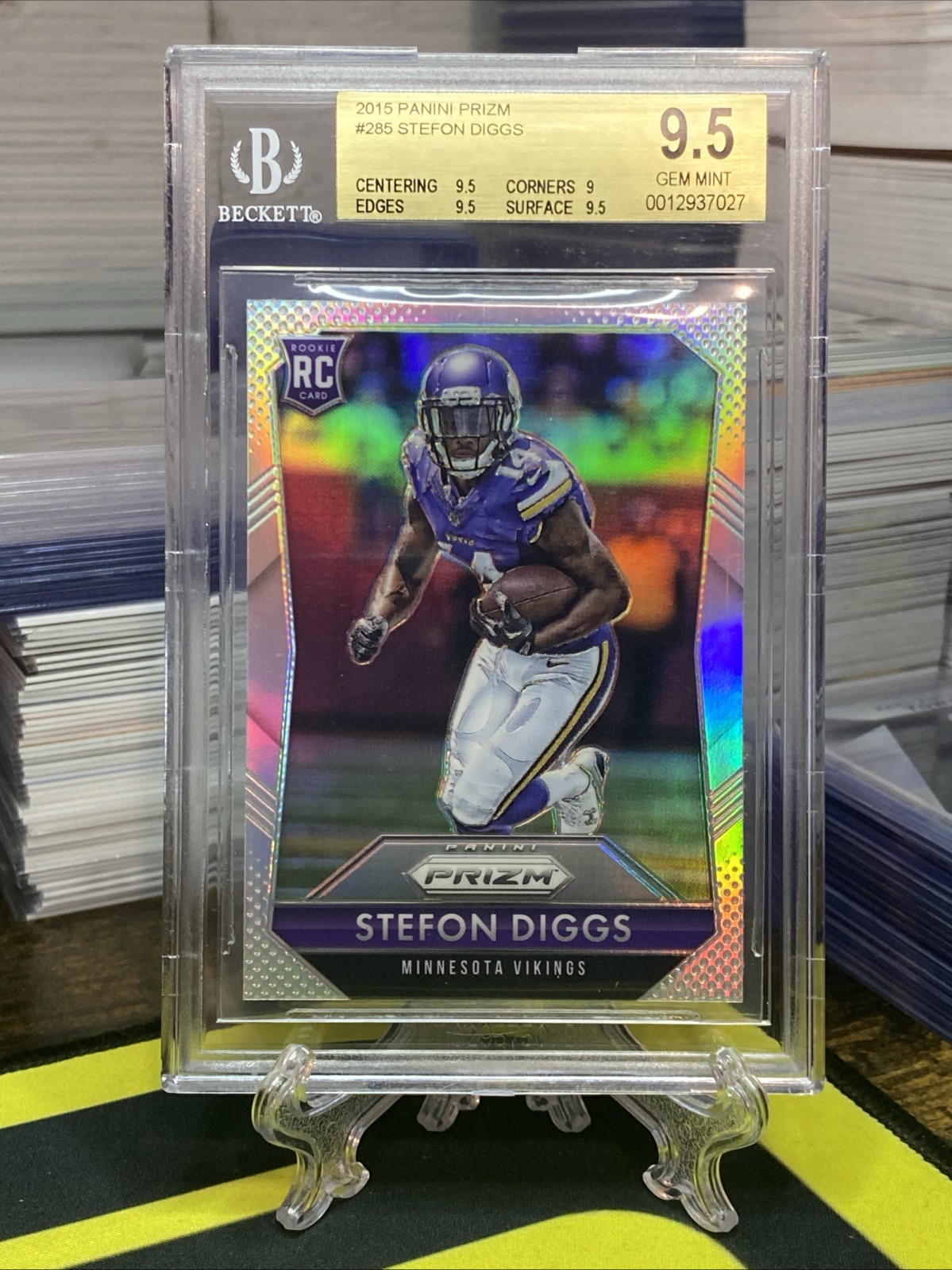 Stefon Diggs 2015 Panini Prizm #285 Silver Prizm SP Rookie Card Gem Mint BGS 9.5