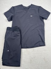 FIGS Charcoal Scrub Set Chisec Top Axim Cargo Pants L/M PO1474