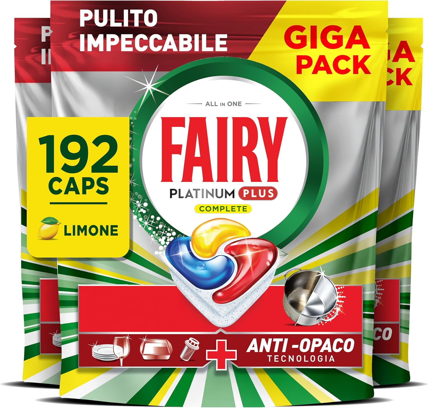 Pastiglie Lavastoviglie Platinum 192 Caps - Piatti Brillanti Subito