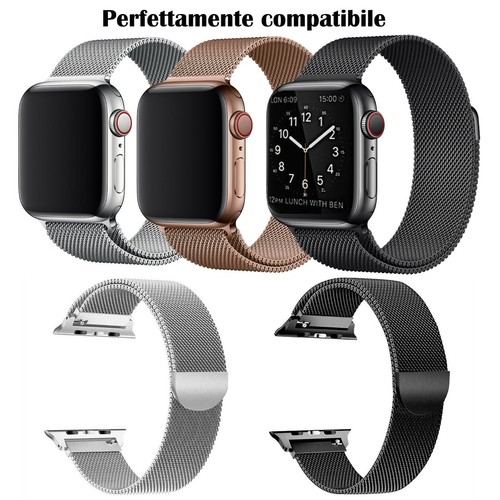 CINTURINO MAGLIA MILANESE MAGNETICO ACCIAIO INOX PER APPLE WATCH 12 3 4 5 6  7 SE | eBay