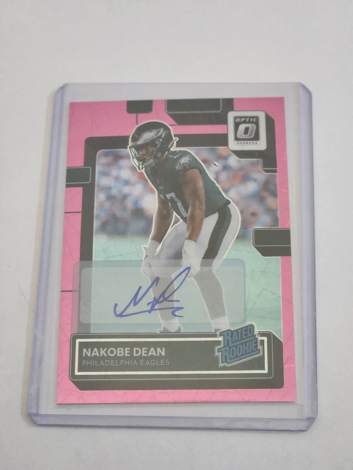 2022 Donruss Optic Football Nakobe Dean Auto Rated Rookie Pink Velocity /50 #274