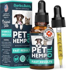 Charlie  Buddy Hemp  il for Dogs Cats - Helps Pets with  nxi ty, P in, Str 