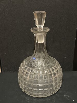 Vintage Heavy Glass Disco Ball Style Decanter With Stopper Bourbon Whiskey