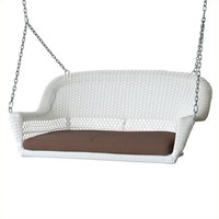 Jeco Wicker Porch Swing In White With Brown Cushion Outdoor Glider And on sale Jeco Wicker Porch Swing In White With Brown Cushion Outdoor Glider And on sale