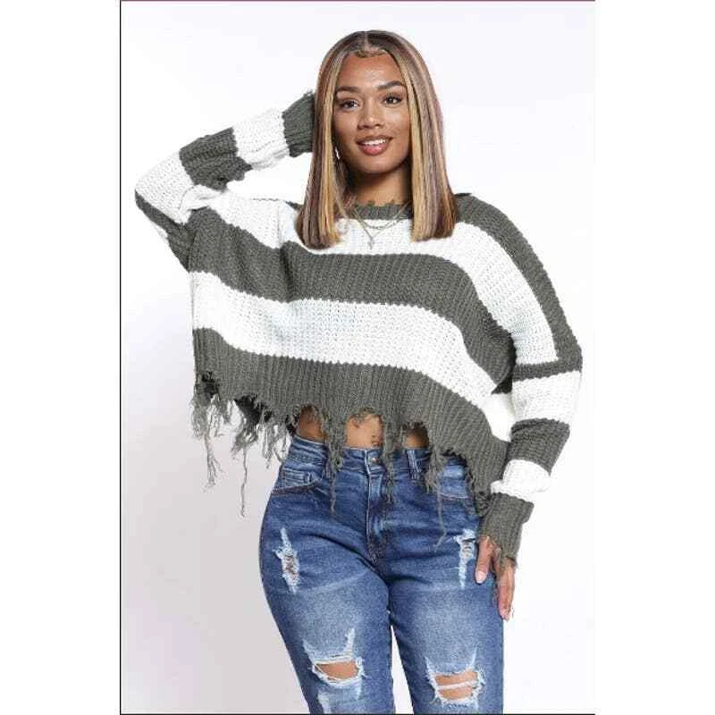 Striped cheap cropped sweater