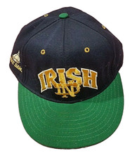 Vintage 90s Navy Green Gold Notre Dame Proline Fitted Hat 7 1/2 IRISH Front Logo