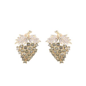 Authentic Women's Gold Plated Green Cubic Zirconia Grapes Stud Earrings