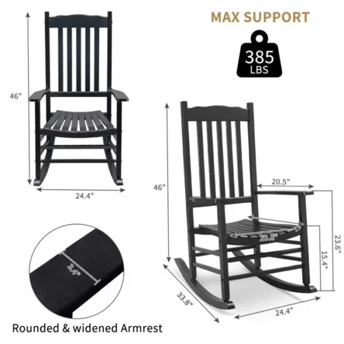 High Quality Square Wooden Rocking Chair Black 68.5*86*115CM - Picture 12 of 13