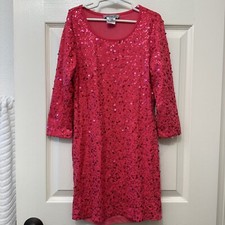 Elisa B. Girls Pink 3/4 Sleeve Sequin Dress Size 12