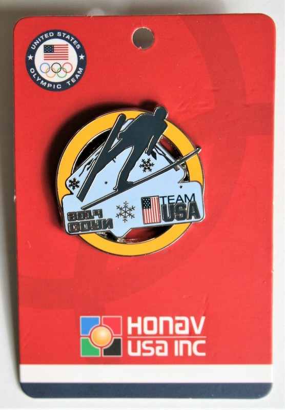 SOCHI 2014 TEAM USA SKI JUMPING TEAM PIN / YELLOW - NEW ON CARD/ WINTER OLYMPICS
