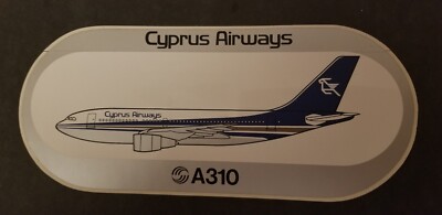 A310 Sticker CYPRUS AIRWAYS A310 Bumper Sticker 1980s 3.5x7 Inch Airbus Airplane NEW ...