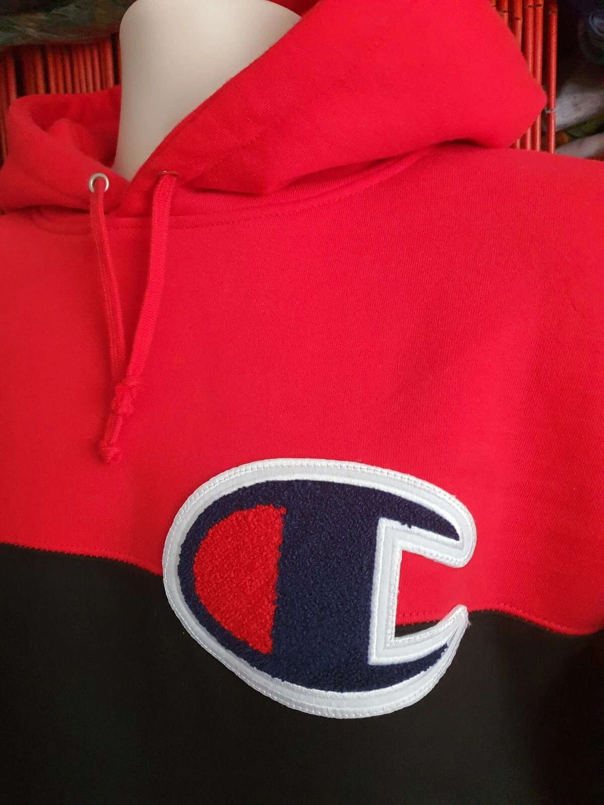 Felpa con cappuccio SS14 Supreme x Champion taglia L rossa felpa grande