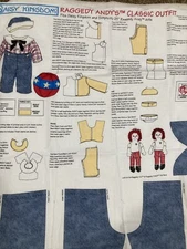 Daisy Kingdom Raggedy Andy Classic Outfit Fabric Panel for 25" Doll