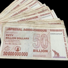 25x Zimbabwe 50 Billion Dollar Special Agro Cheque Bill Banknote Bond Check