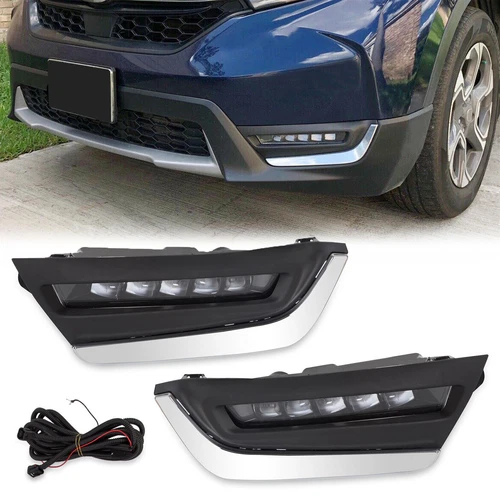 Pair LED Daytime Running Fog Lights w/Brackets For Honda CRV CR-V 2017 2018 2019 image 3