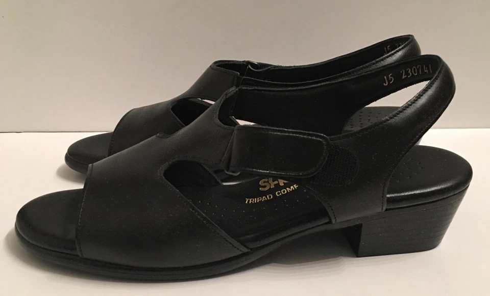 SAS Women Shoe Suntimer Size 8.5 N Black Leather Slingback Sandal - Image 3 of 4