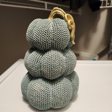 NWOT Pumpkin Stack Plastic Sweater Design Decor Tabletop Fall Faux Gold