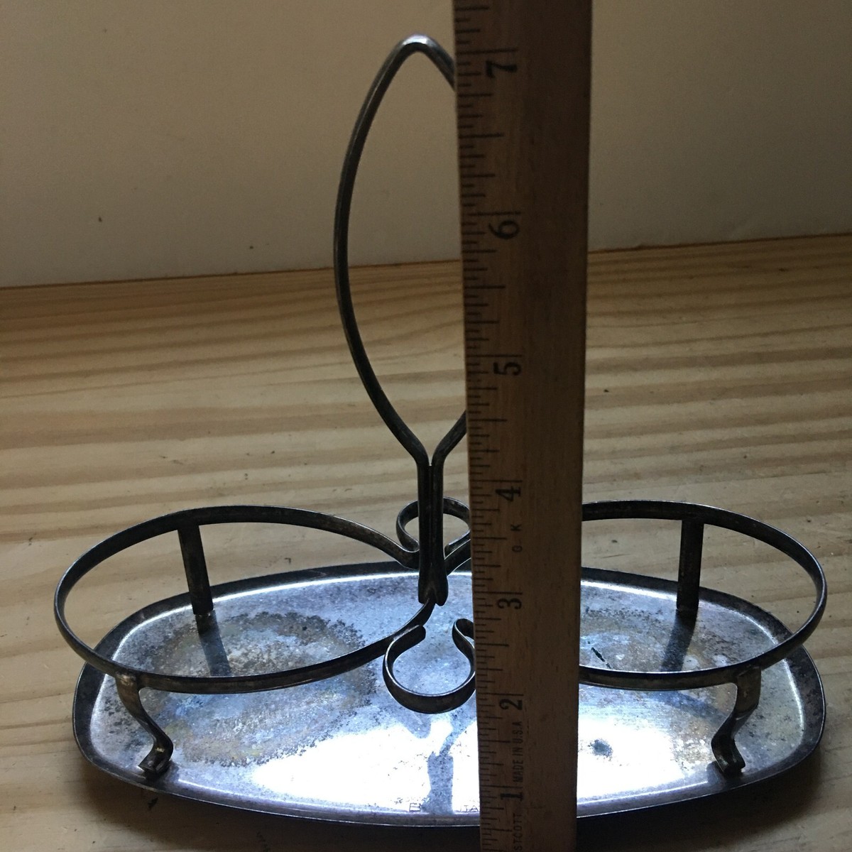 漁火 二カ国語版 z2zed1b Antique A&S Forzani B Silver Plate 2 Slots Decanter Stand