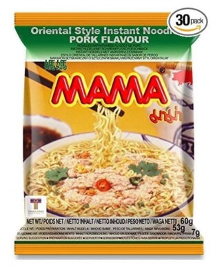 【30 packs/case】 MAMA Oriental Instant Noodles-Articial Pork Flavour.